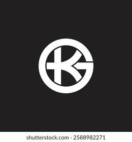 letters kg simple linked geometric round logo vector 
