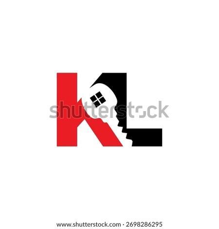 Letters KL With Negative Space Key Logo Graphic