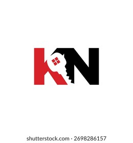 Letters KN With Negative Space Key Logo Graphic