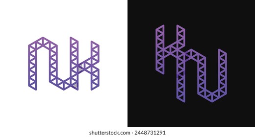 Buchstaben KN und NK Polygon-Logo, geeignet für Unternehmen im Zusammenhang mit Polygon mit KN- oder NK-Initialen