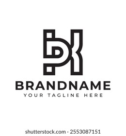 Letras KP Monogram Logo, adecuado para cualquier negocio con iniciales PK o KP