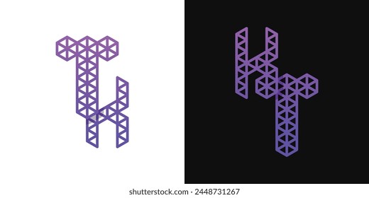 Buchstaben KT und TK Polygon Logo, geeignet für Unternehmen, die mit Polygon mit KT- oder TK-Initialen in Verbindung stehen