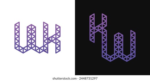 Letters KW and WK Polygon Logo, suitable for business related to polygon with KW or WK initials