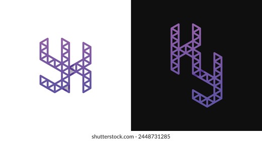Letters KY and YK Polygon Logo, suitable for business related to polygon with KY or YK initials