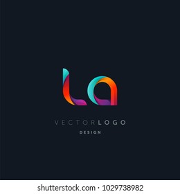 Letters L A, L & A logo, multi colour letters icon vector template.

