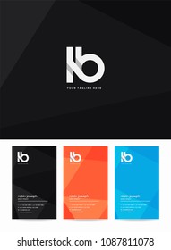 Letters L & B logo, icon with business card vector template.