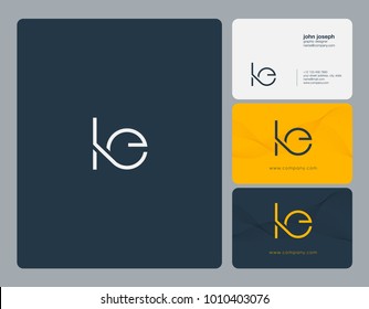 Letters L E, L & E joint logo icon with business card vector template.
