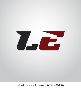 The letters L and E logo automotive black and red colored