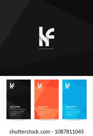 Letters L & F logo, icon with business card vector template.