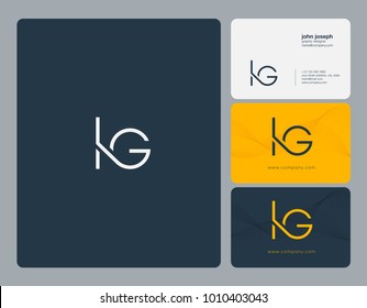 Letters L G, L & G joint logo icon with business card vector template.
