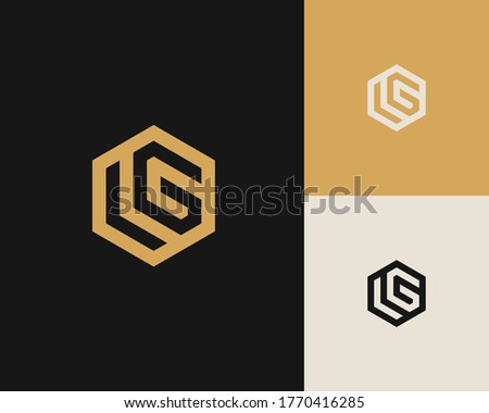 Letters L and G or LG line logo design. Linear minimal stylish emblem. Luxury elegant vector element. Premium business logotype. Graphic alphabet symbol for corporate business identity Stock fotó © 