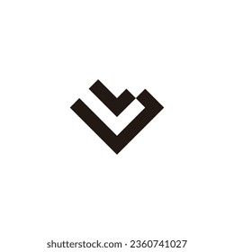 Letters L, heart, square geometric symbol simple logo vector