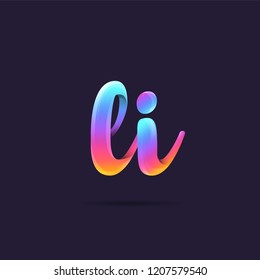 Letters L I, L & I 3D logo, multi colour gradient letters icon vector template.