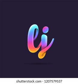 Letters L J, L & J 3D logo, multi colour gradient letters icon vector template.