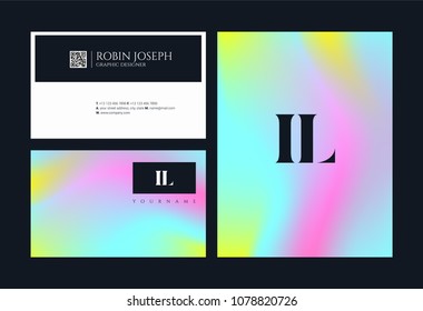 Letters I L, I & L joint logo icon with business card vector template.