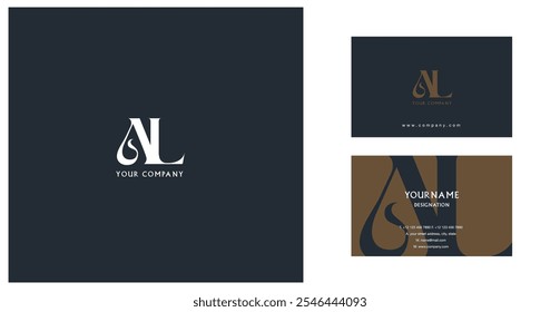 Letters A L  Joint logo icon with business card vector template.