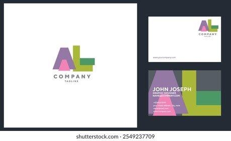 Letras A L, Icono de logotipo conjunto con Plantilla de Vector de tarjeta de visita.