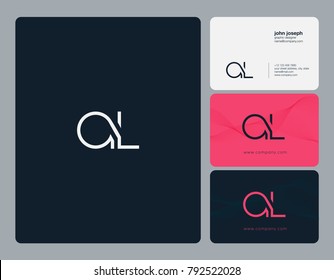 Letters A L joint logo icon with business card vector template.
