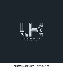 Letters L & K joint logo icon. Stroke letter vector element.
