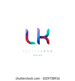 Letters L K, L & K logo, multi colour letters icon vector template.

