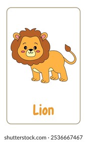 Letters L is for Lion. Animal Flashcard printable learn letters Alphabet abc english for kids education and game activity. Kindergarten and preschool worksheets printable for kids.