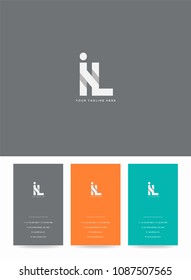 Letters I L logo, emblem or icon with business card vector template.