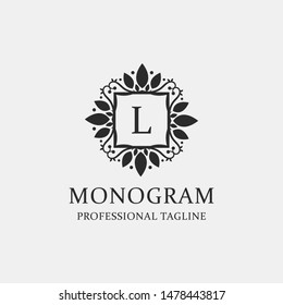 Letters L Logo Monogram with the concept of elegant leafs. Modern design with luxurious black coloring. - Vector file