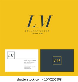 Letters L M, L & M joint logo icon with business card vector template.
