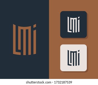 Letters L M and I or LMI line logo design. Linear minimal stylish emblem. Luxury elegant vector element. Premium business logotype. Graphic alphabet symbol for corporate business identity