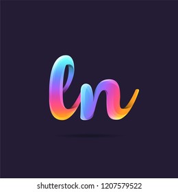 Letters L N, L & N 3D logo, multi colour gradient letters icon vector template.