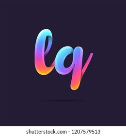 Letters L Q, L & Q 3D logo, multi colour gradient letters icon vector template.