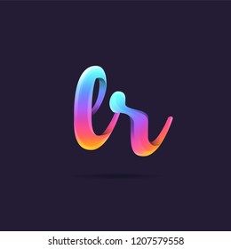 Letters L R, L & R 3D logo, multi colour gradient letters icon vector template.