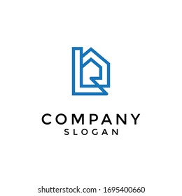 the letters L and R are arranged like a house icon. editable and easy to custom