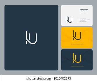 Letters L U, L & U joint logo icon with business card vector template.
