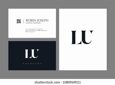 Letters L U, L & U joint logo icon with business card vector template.