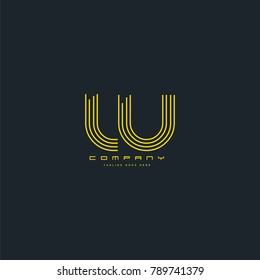 Letters L & U joint logo icon. Stroke letter vector element.
