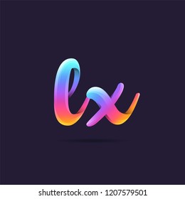 Letters L X, L & X 3D logo, multi colour gradient letters icon vector template.