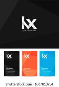 Letters L & X logo, icon with business card vector template.
