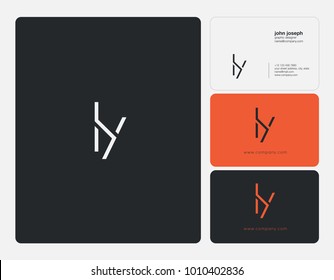 Letters L Y, L & Y joint logo icon with business card vector template.
