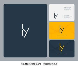 Letters L Y, L & Y joint logo icon with business card vector template.
