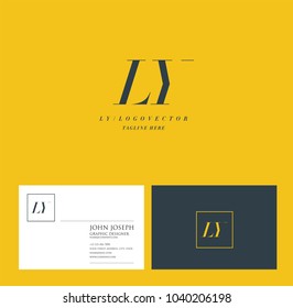 Letters L Y, L & Y joint logo icon with business card vector template.
