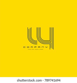 Letters L & Y joint logo icon. Stroke letter vector element.