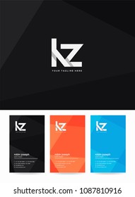 Letters L & Z logo, icon with business card vector template.