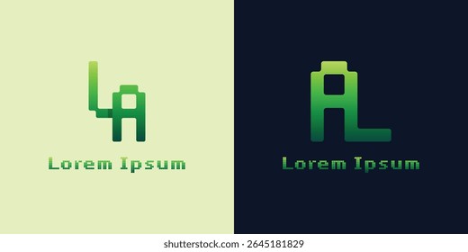 Letras LA e AL Pixel Monogram Logo, adequado para qualquer negócio com iniciais AL ou LA