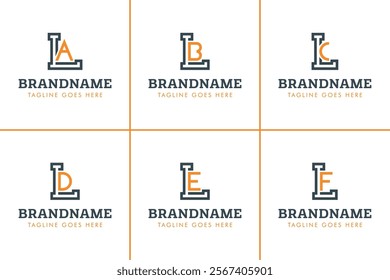 Letters LA LB LC LD LE LF Monogram Logo Set, for LA AL LB BL LC CL LD DL LE EL LF FL Initials