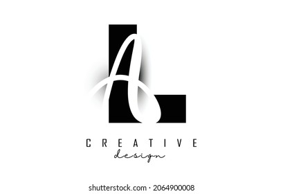 Letters LA logo with a minimalist design. Letters L and A with geometric and handwritten typography. Creative Vector Illustration with letters.