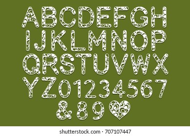 Letters for laser cutting. English alphabet. Vector illustration.