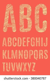 The letters of the Latin alphabet halftone texture with grunge effect