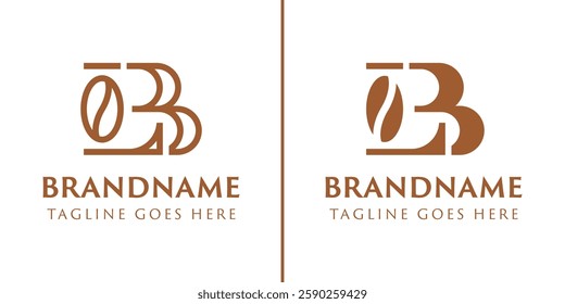 Letters LB or BL Coffee Bean Logo, for coffee shops, roasters, or brands in the beverage