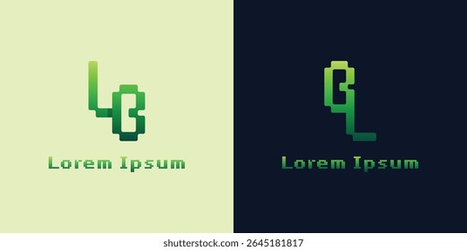 Letras LB e BL Pixel Monogram Logo, adequado para qualquer negócio com iniciais BL ou LB